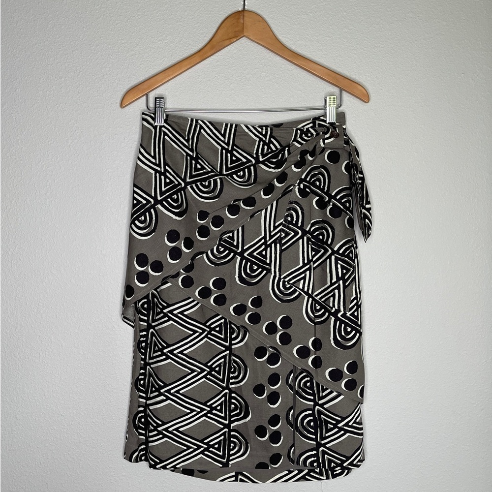 Anthropologie Maeve Wrap Pencil Skirt Size 4 Geometric Print Rayon - Picture 2 of 9